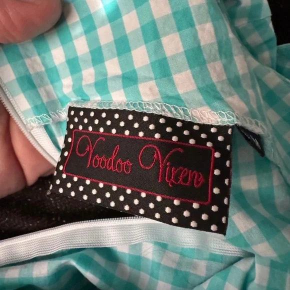 Voodoo Vixen Blue Gingham Retro Dress size M - Picture 4 of 6
